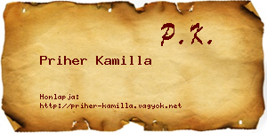 Priher Kamilla névjegykártya
